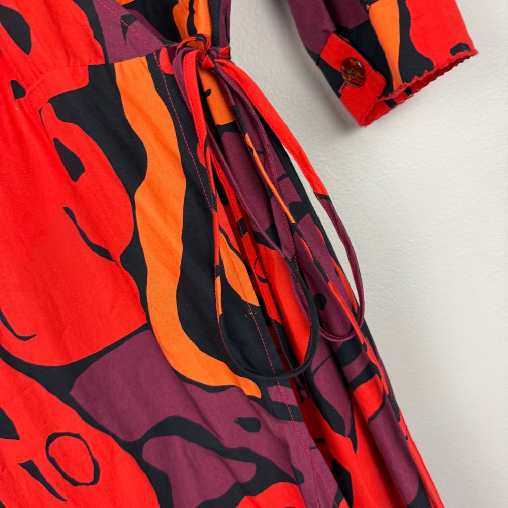 Tuckernuck De Loreta Puff Sleeve Printed Wrap Cotton Dress - Picture 5 of 8